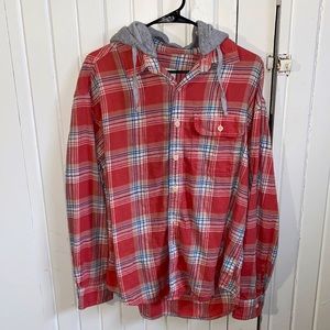 American Eagle Hooded Flannel Shirt